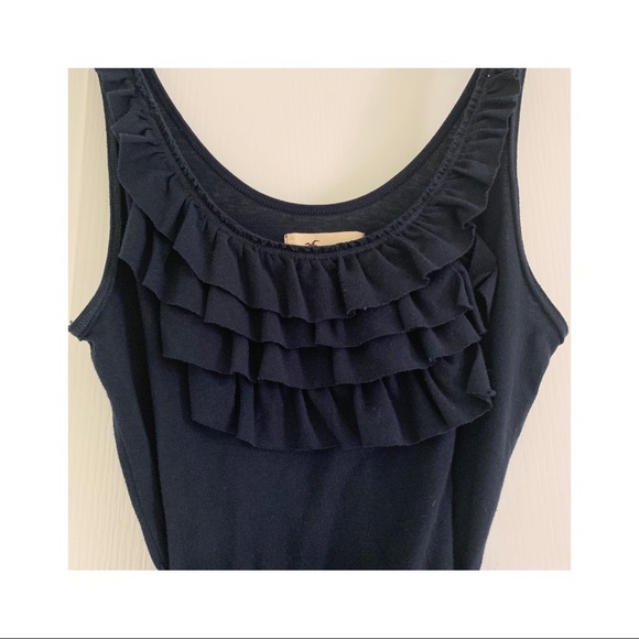 Ruffle navy tank with tie waist - Picture 2 of 3